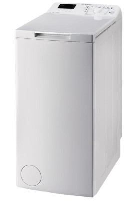 Пральна машина вертикальна Indesit BTW D61053 EU, White, 6 кг, 45 л, 14 програм, швидкість віджиму 1000 об/хв, дисплей, клас енергоспоживання A+++, 90x40x60 см