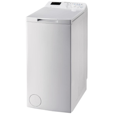 Пральна машина вертикальна Indesit BTW D61053 EU, White, 6 кг, 45 л, 14 програм, швидкість віджиму 1000 об/хв, дисплей, клас енергоспоживання A+++, 90x40x60 см