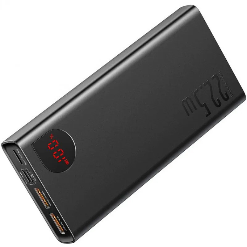 Універсальна мобільна батарея 20000 mAh, Baseus Adaman Metal 20000mAh 22.5W, Black, 2xUSB 12V/5A (PPAD000101)