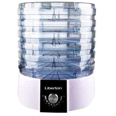 Сушарка овочів та фруктів Liberton LFD-5523, White, 520W, механічне керування, об'єм 21 л, 7 ярусів, діапазон температури: 40-70 C