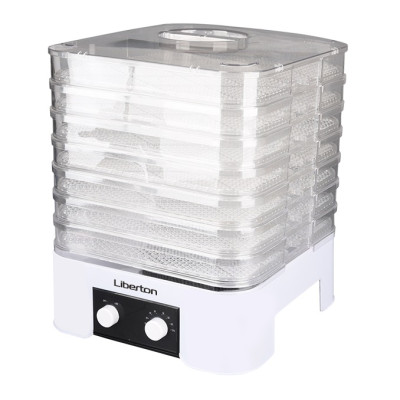 Сушарка овочів та фруктів Liberton LFD-5521, White, 520W, механічне керування, об'єм 21 л, 7 ярусів, діапазон температури: 40-70 C