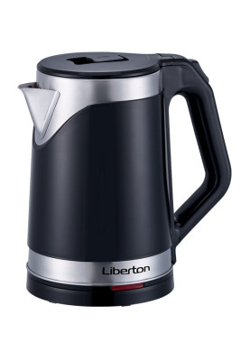 Електрочайник Liberton LEK-2201 Black, 1500W, 2.2 л, дисковий, індикатор рівня води, захист від перегріву, захист від включення без води, нержавіюча сталь/пластик