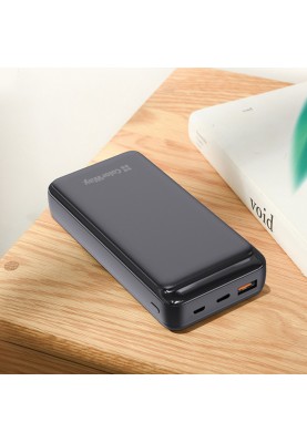 Універсальна мобільна батарея 20000 mAh, ColorWay, 20W, Black, Quick Charge 3.0, 3xUSB (Type-C+microUSB), LED индикатор, кабель USB <-> Type C (CW-PB200LPG3BK-PD)