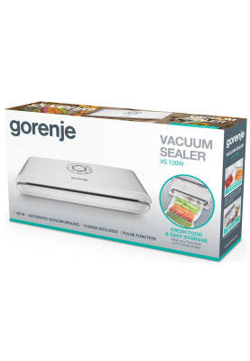 Вакуумний пакувальник Gorenje VS120W, White, 120W, електронне управління, функція запаювання та вакуумування