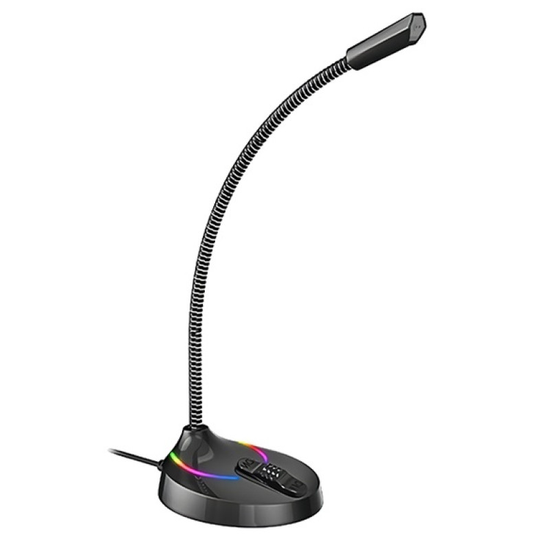 Мікрофон Havit HV-GK55, Black, USB, RGB підсвічування, на підставці, 42dB, 2 м