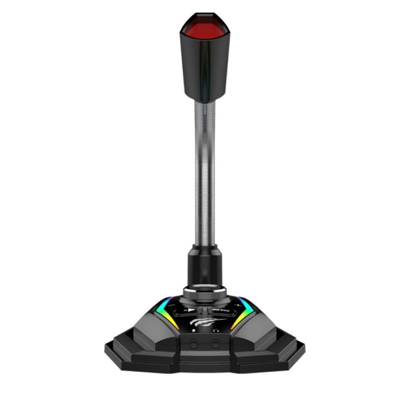Мікрофон Havit HV-GK56, Black, USB, RGB підсвічування, на підставці, еквалайзер, 36dB, 1.5 м