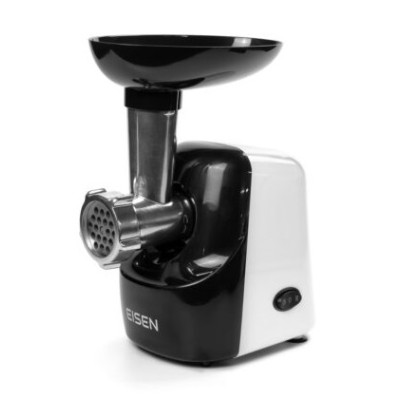 М'ясорубка Eisen EMG-016W, Black/White, 1600W, продуктивність 1.9 кг/хв, диски для подрібнення 5 мм/7 мм, насадка для ковбасок/«кеббе», реверс, захист від перегріву