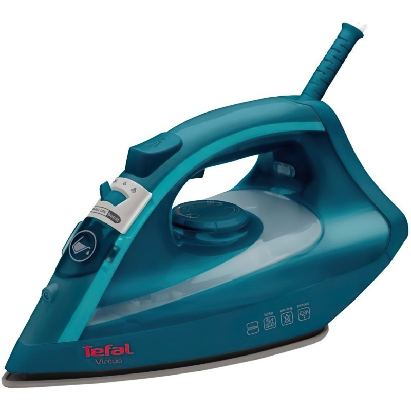 Праска Tefal FV1712E0, Blue, 1800W, підошва антипригарна, резервуар для води 200мл, паровий удар 80г/хв, вертикальне відпарювання