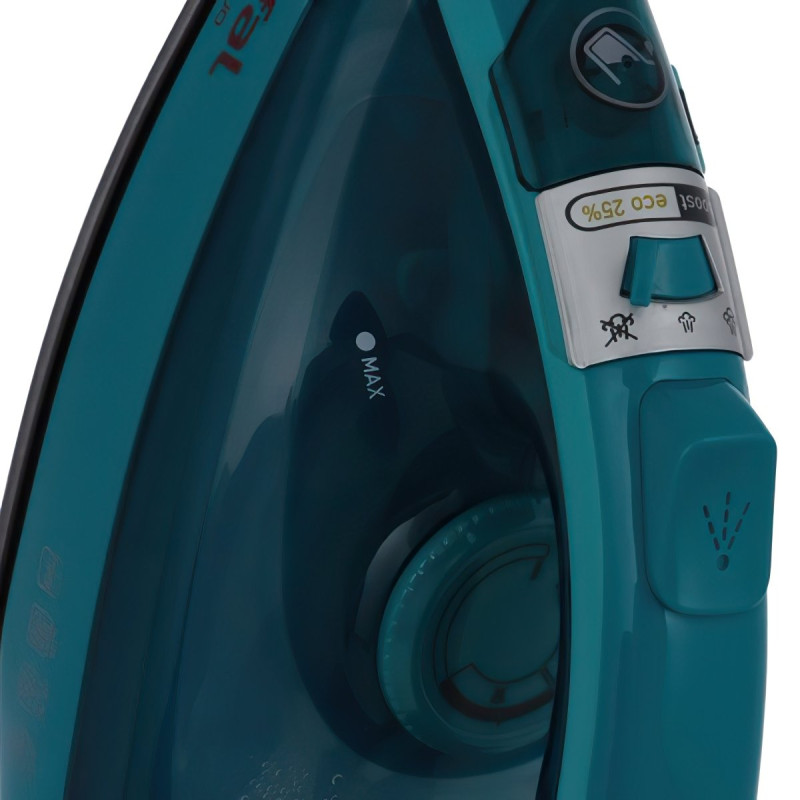 Праска Tefal FV1712E0, Blue, 1800W, підошва антипригарна, резервуар для води 200мл, паровий удар 80г/хв, вертикальне відпарювання