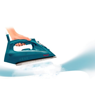 Праска Tefal FV1712E0, Blue, 1800W, підошва антипригарна, резервуар для води 200мл, паровий удар 80г/хв, вертикальне відпарювання
