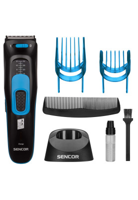 Тример Sencor SHP4502BL, Black/Blue, робота від акумулятора/мережі, 2 насадки, щіточка для чищення, мастило