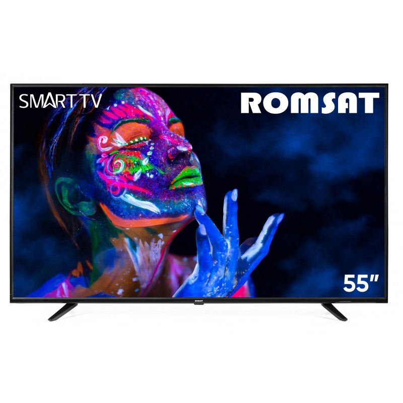 Телевізор 55" Romsat 55USQ2020T2, LED, 3840x2160, 60 Гц, Smart TV, DVB-T2/C, 3xHDMI/VGA, 2xUSB, Vesa 200x200