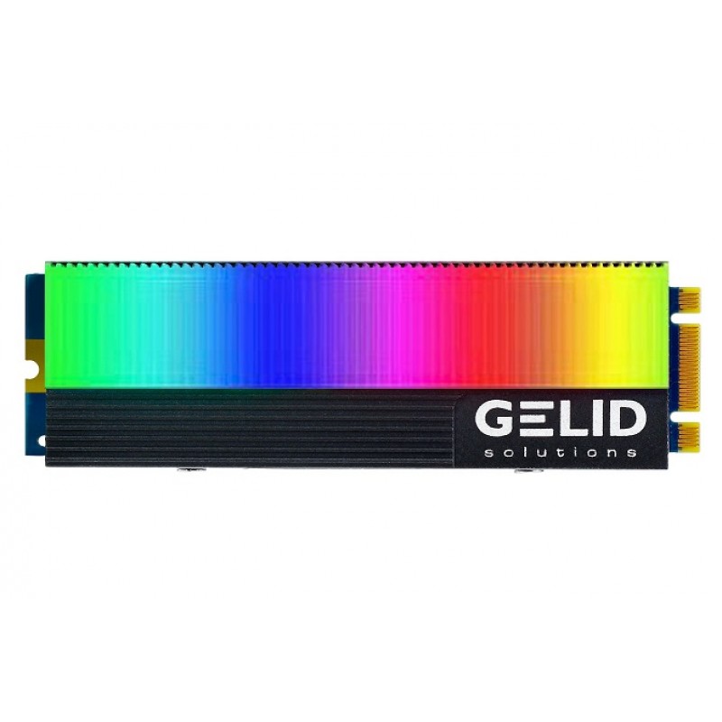 Радіатор для M.2 Gelid Solutions Glint ARGB, Black, для формата 2280, роз'єм M.2 (NGFF), ARGB підсвічування, алюміній (M2-RGB-01)