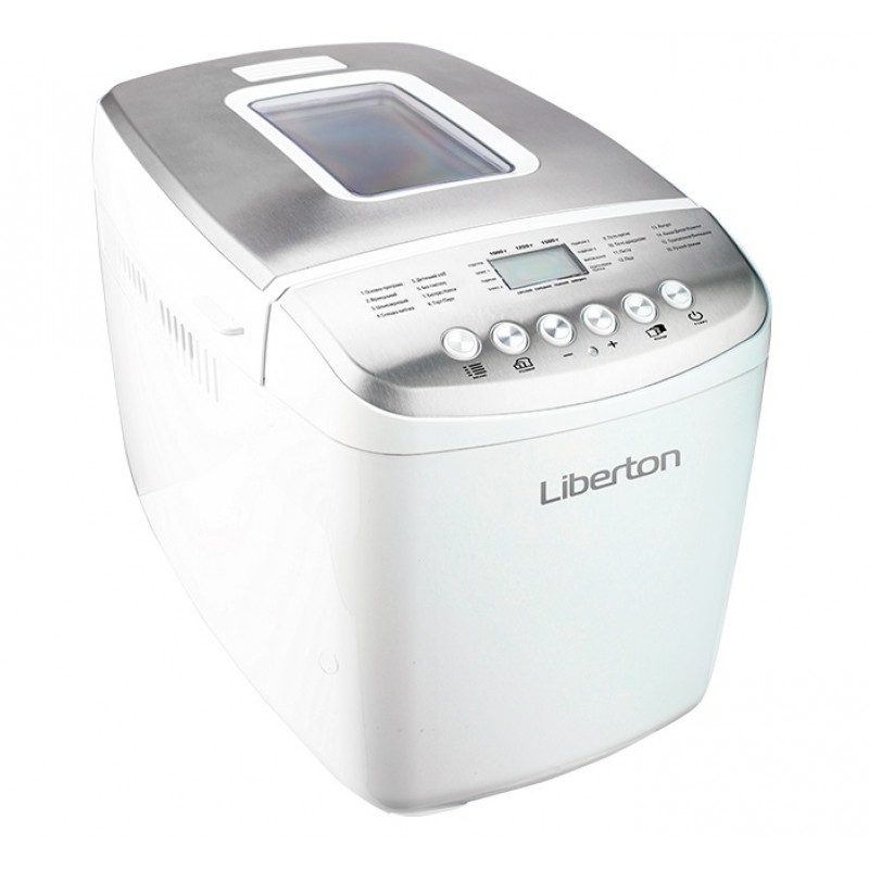 Хлібопіч Liberton LBM-9216, White/Silver, 850 Вт, 16 програм, 2 тістоміса, випікання 1000/1250/1500 г, підтримка температури 60 хв