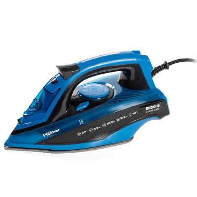 Праска Holmer HIC-2642, Black/Blue, 2600W, кераміка, паровий удар 140 г/хв, постійна подача пари 40 г/хв, ємність для води 420 мл, вертикальне відпарювання