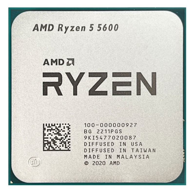 Процесор AMD (AM4) Ryzen 5 5600, Tray, 6x3.5 GHz (Turbo Boost 4.4 GHz), L3 32Mb, Vermeer, 7 nm, TDP 65W, розблокований множник (100-000000927)