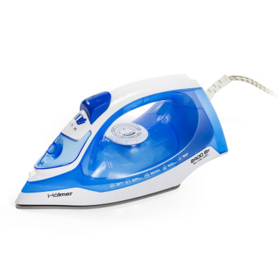 Праска Holmer HIC-2425, White/Blue, 2400W, кераміка, паровий удар 120 г/хв, постійна подача пари 30 г/хв, ємність для води 250 мл, вертикальне відпарювання