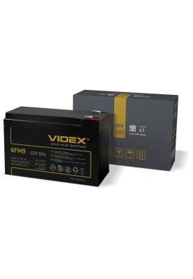Батарея для ДБЖ 12В 9Ач Videx 6FM9, Black, 12V, 150x65x95 мм