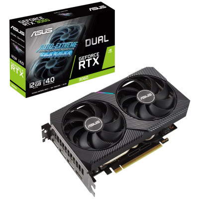 Відеокарта GeForce RTX 3060, Asus, DUAL V2 (Limited Hash Rate), 12Gb GDDR6, 192-bit, HDMI/3xDP, 1807/15000 MHz, 8-pin (DUAL-RTX3060-12G-V2)