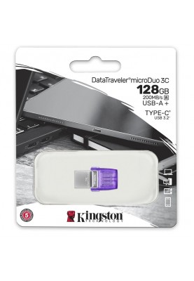 USB 3.2 / Type-C Flash Drive 128Gb Kingston DataTraveler microDuo 3C, Purple (DTDUO3CG3/128GB)