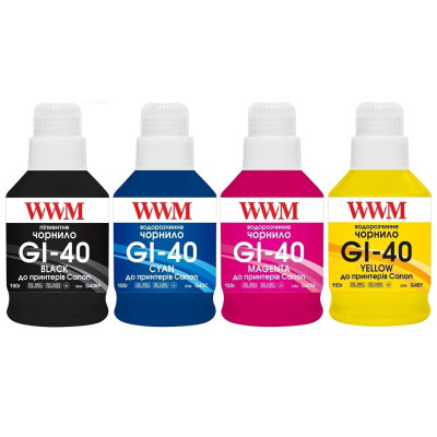 Комплект чорнил WWM Canon G5040/G6040/G7040, GM2040/GM4040, 4x190 мл (G40SET4)