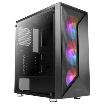 Корпус Antec NX320 Black, Mid Tower, без БЖ, для ATX/Micro ATX/Mini ITX, 2xUSB 2.0, 1xUSB 3.0, бічна панель із загартованого скла, 3x120 мм ARGB Fan (0-761345-81035-7)