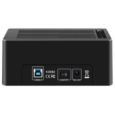 Док-станція Maiwo K3082, Black, для 2*HDD 2,5"/3,5" SATA/SSD через USB3.0 безгвинтів. кріп. пластик