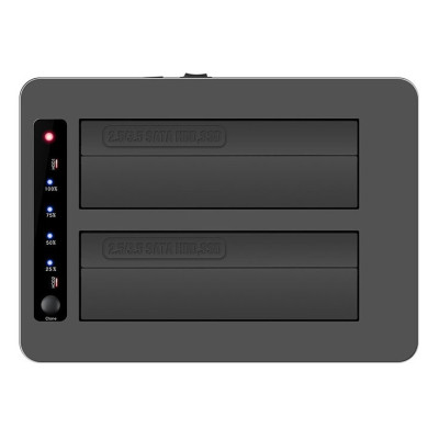 Док-станція Maiwo K3082, Black, для 2*HDD 2,5"/3,5" SATA/SSD через USB3.0 безгвинтів. кріп. пластик