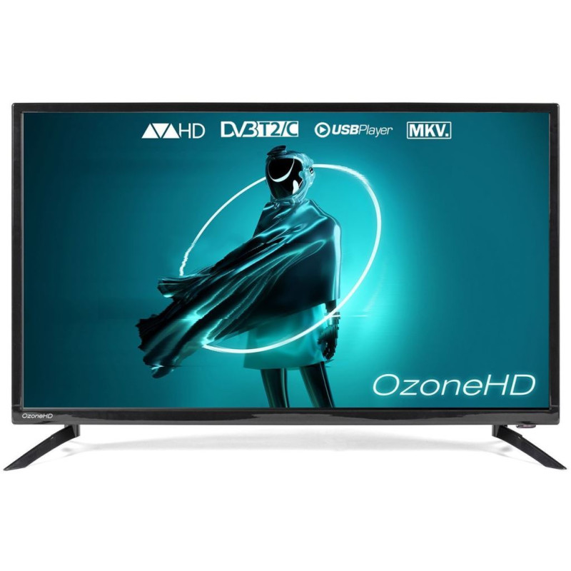 Телевізор 32" OzoneHD 32HN22T2, 1366x768, 60 Гц, DVB-T2/С, 2xHDMI, 2xUSB, VESA 200x100