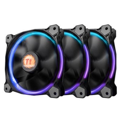 Вентилятор 120 мм, Thermaltake Riing 12 LED RGB 256 Colors, Black, 3 шт, 120x120x25 мм, 800-1500 об/хв, 18.5-26.4 dB, 4-pin (CL-F042-PL12SW-B)