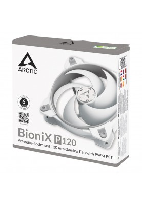 Вентилятор 120 мм, Arctic BioniX P120, Grey/White, 120х120х27 мм, PWM, 200-2100 об/хв, 4-pin, гідравлічний підшипник (ACFAN00167A)