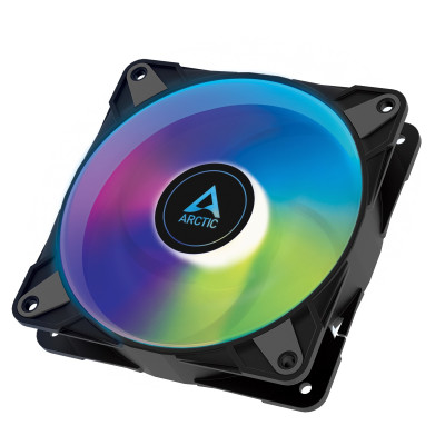 Вентилятор 120 мм, Arctic P12 PWM PST A-RGB, Black, 120х120х25 мм, PWM, ARGB-підсвічування, 0-2000 об/мин, 4-pin / 4-pin, гідравлічний підшипник (ACFAN00231A)