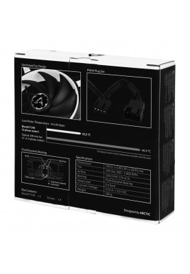 Вентилятор 140 мм, Arctic BioniX F140, Black/White, 140х140х28 мм, PWM, 200-1800 об/хв, 4-pin, гідравлічний підшипник (ACFAN00096A)