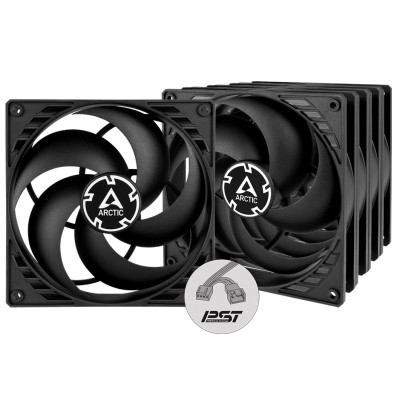 Вентилятор 140 мм, Arctic P14 PWM PST, Black, 5 шт, 140х140х27 мм, PWM, 200-1700 об/хв, 4-pin, гідравлічний підшипник (ACFAN00138A)