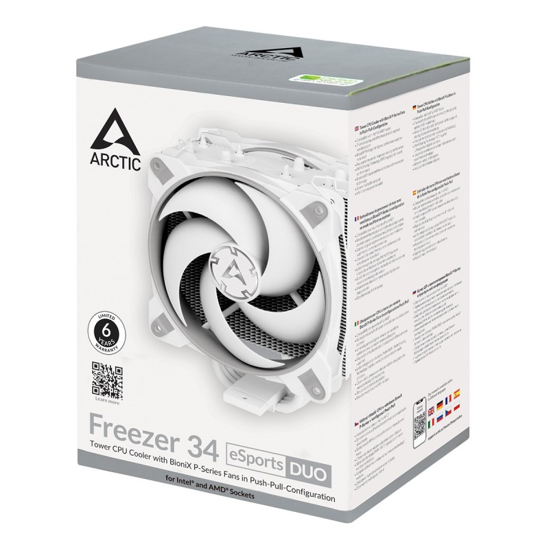 Кулер для процесора Arctic Freezer 34 eSports DUO, Grey/White, алюміній, 2x120 мм, для Intel 115x/1200/1700/2011/2066, AMD AMx/FMx (ACFRE00074A)