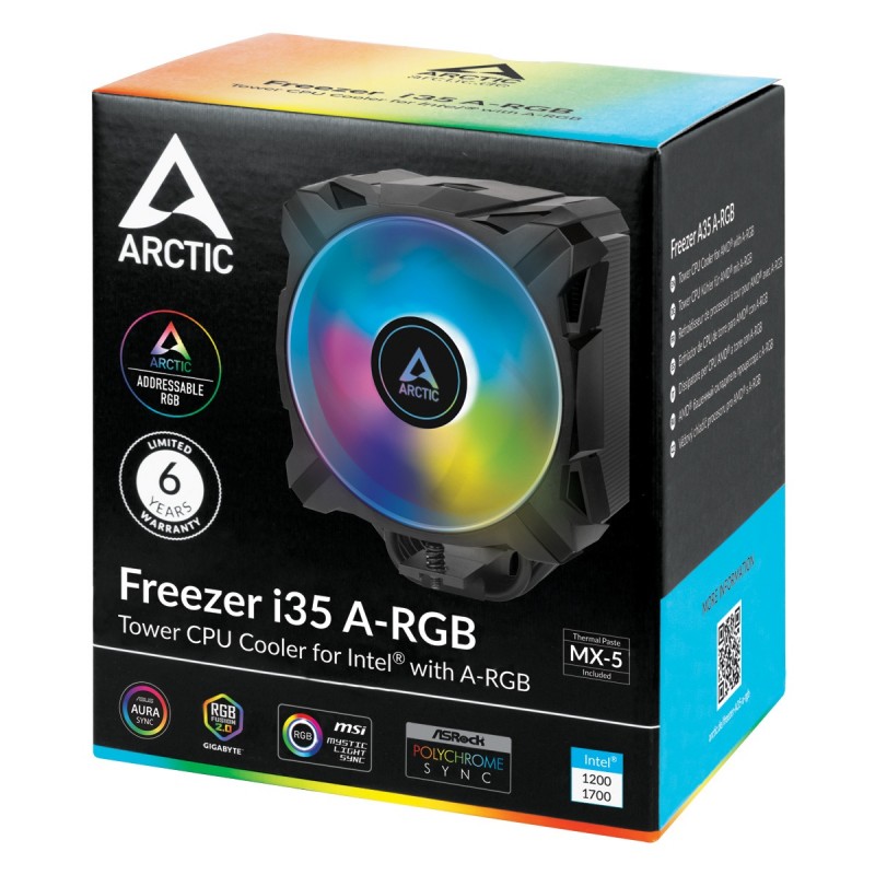 Кулер для процесора Arctic Freezer i35 A-RGB, алюміній, 1x113 мм ARGB, для Intel 115x/1200/1700 (ACFRE00104A)
