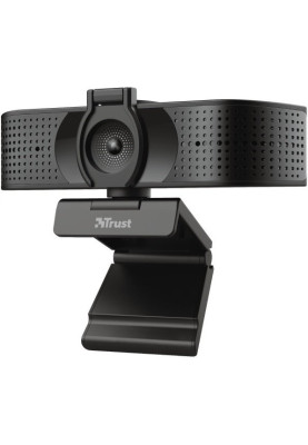 Веб-камера Trust Teza 4K Ultra HD, Black, 3840x2160 / 30 fps, USB, вбудований мікрофон, автофокус, автоматичний баланс білого, універсальне кріплення + тринога, 2 м (24280)
