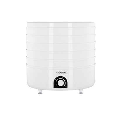 Сушарка овочів та фруктів Ardesto FDB-5385, White, 520W, керування механічне, 5 лотків, висота сушильного піддону 4см, діаметр 38.5см
