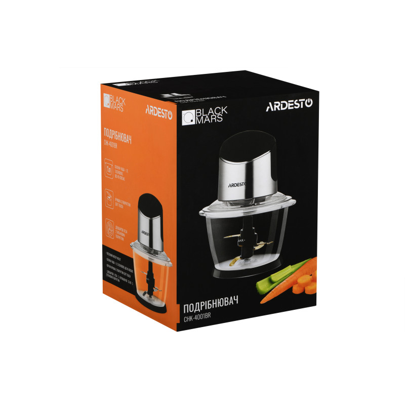 Подрібнювач Ardesto CHK-4001BR, Black/Silver, 400W, ємність 1 л, 1 режим, захист від перегріву