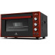 Електродуховка Castle CPE-60R Red, 1800W, 60 л, конвекція, подвійне термостійке скло, підсвітка, схований нижній нагрівальний елемент, таймер, термостат, сховані регулятори, 2 емальовані протвеня та 1 решітка