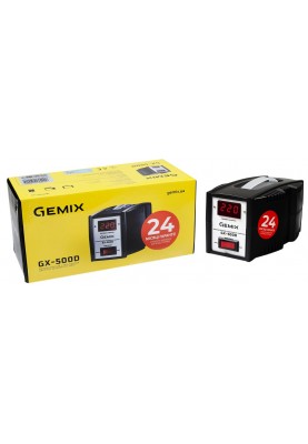 Стабілізатор Gemix GX-500D 500VA, 350W, входное напряжение 140-260V, 2 розетки (Schuko), 2.3 кг, LCD дисплей
