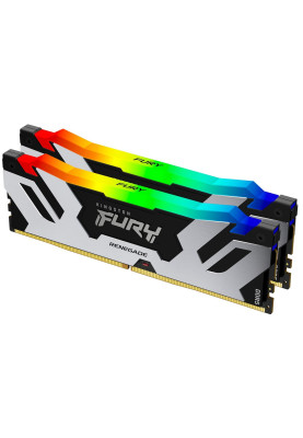 Пам'ять 16Gb x 2 (32Gb Kit) DDR5, 6000 MHz, Kingston Fury Renegade RGB, Black/Silver, 32-38-38, 1.35V, з радіатором (KF560C32RSAK2-32)