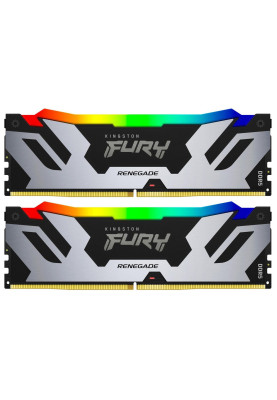 Пам'ять 16Gb x 2 (32Gb Kit) DDR5, 6000 MHz, Kingston Fury Renegade RGB, Black/Silver, 32-38-38, 1.35V, з радіатором (KF560C32RSAK2-32)