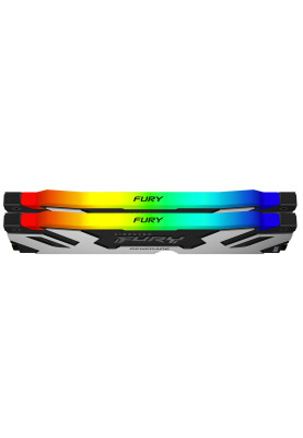 Пам'ять 16Gb x 2 (32Gb Kit) DDR5, 6000 MHz, Kingston Fury Renegade RGB, Black/Silver, 32-38-38, 1.35V, з радіатором (KF560C32RSAK2-32)