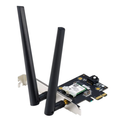 Мережевий адаптер Asus PCE-AX1800, PCI-E, Wi-Fi 6 (802.11ax), 2.4/5GHz, до 1201 Mb/s + 574 Mb/s, Bluetooth 5.2, 2 зовнішні знімні антени