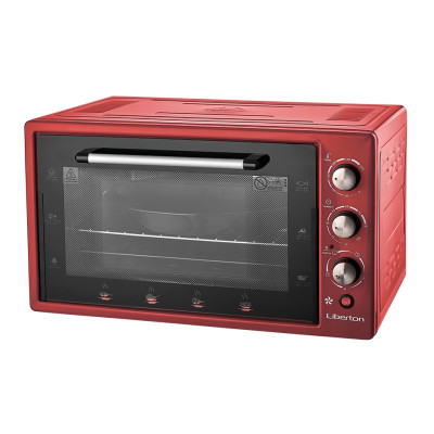 Електродуховка Liberton LEO-551 Red, 1500W, 55 л, металевий корпус, таймер, 4 режими нагріву, конвекція, внутрішнє підсвічування