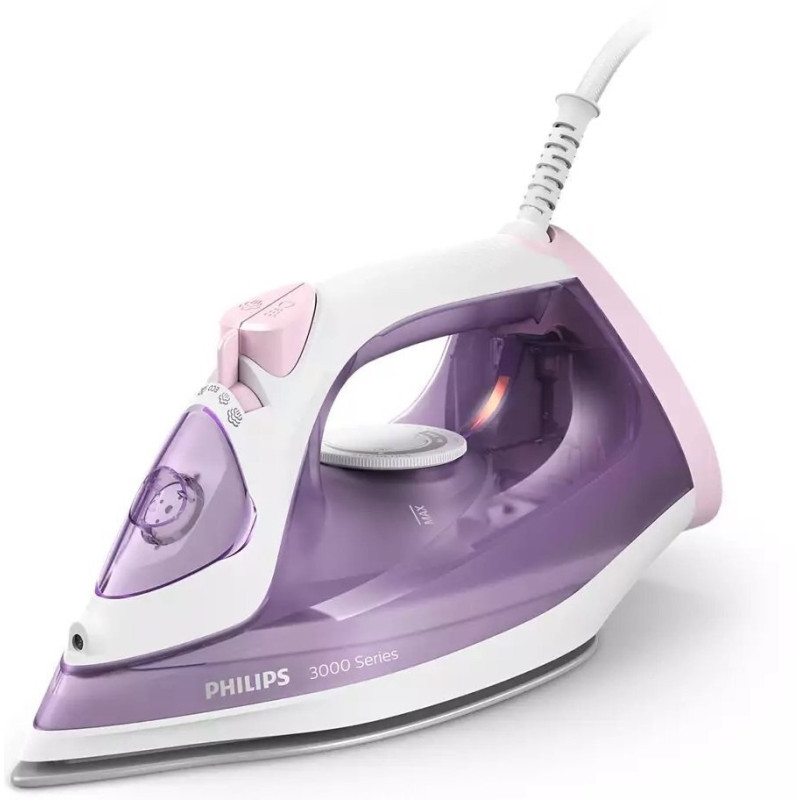 Праска Philips DST3010/30, Violet, 2000W, керамічна підошва, об'єм ємності для води 300мл, вертикальне відпарювання, постійна пара 30 г/хв, паровий удар 140 г/хв, самоочищення від накипу