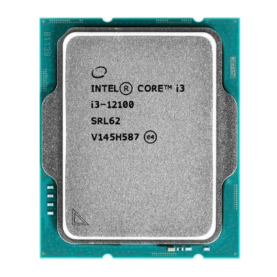 Процесор Intel Core i3 (LGA1700) i3-12100, Tray, 4x3.3 GHz (Turbo Boost 4.3 GHz, 8 потоків), UHD Graphics 730, L3 12Mb Smart Cache, Alder Lake, 10 nm, TDP 60W (CM8071504651012)
