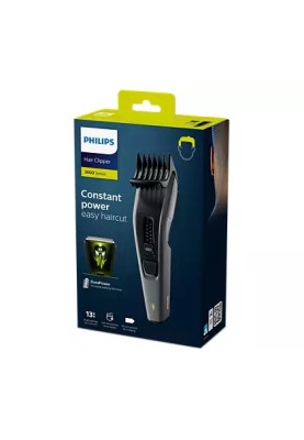 Машинка для стрижки Philips Hairclipper series 3000 HC3525/15, Black, живлення мережа/акумулятор, 2 насадка, 13 установок довжини