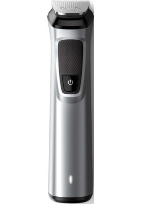 Бритва-Тример-Стайлер Philips Multigroom и OneBlade «12-в-1» MG9710/90 Black/Silver, для волосся, бороди, вусів, вух/носа, живлення від акумулятора/мережі, час роботи 120хв, вологе очищення, водонепроникний корпус